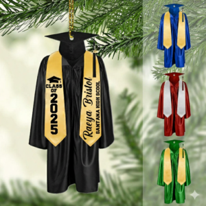 Graduation Cap & Gown Ornament – Personalized Custom Shaped Acrylic Ornament – Graduation Motivation Gift For Her/Him, Daughter/Son, Grad Ceremony, Commencement