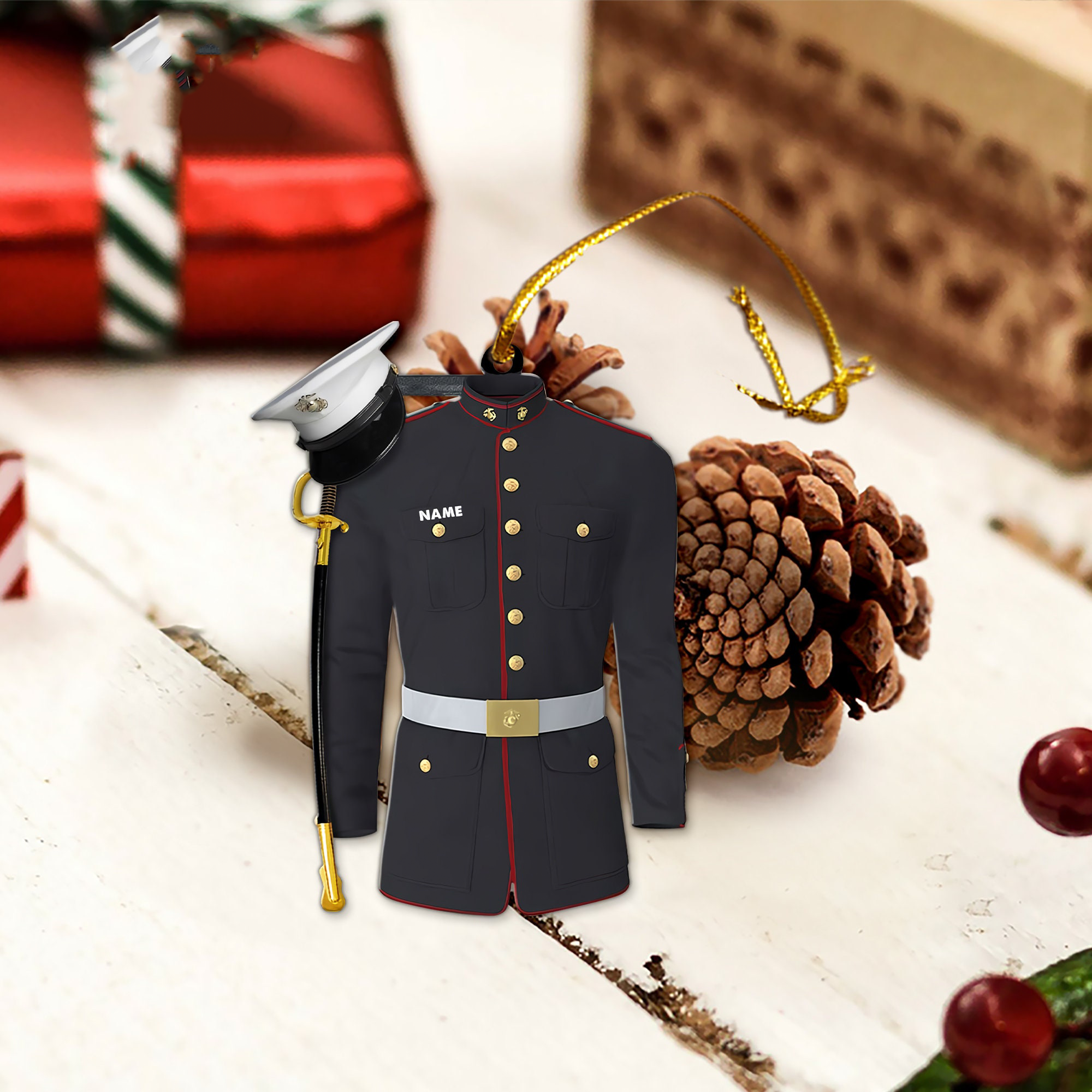 Marine Uniform 2D Flat Ornament – Personalized Custom Shaped Acrylic Ornament – Christmas Gift For Military, Army Dad, Husband Marine Uniform 2D Flat Ornament – Personalized Custom Shaped Acrylic Ornament – Christmas Gift For Military, Army Dad, Husband