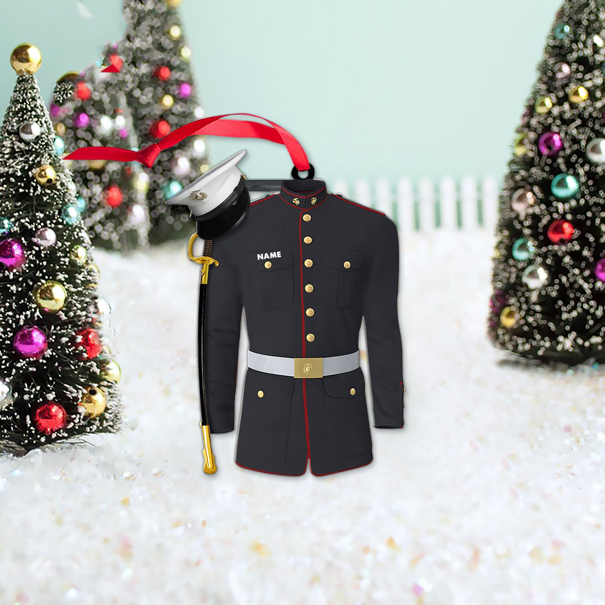 Marine Uniform 2D Flat Ornament – Personalized Custom Shaped Acrylic Ornament – Christmas Gift For Military, Army Dad, Husband Marine Uniform 2D Flat Ornament – Personalized Custom Shaped Acrylic Ornament – Christmas Gift For Military, Army Dad, Husband