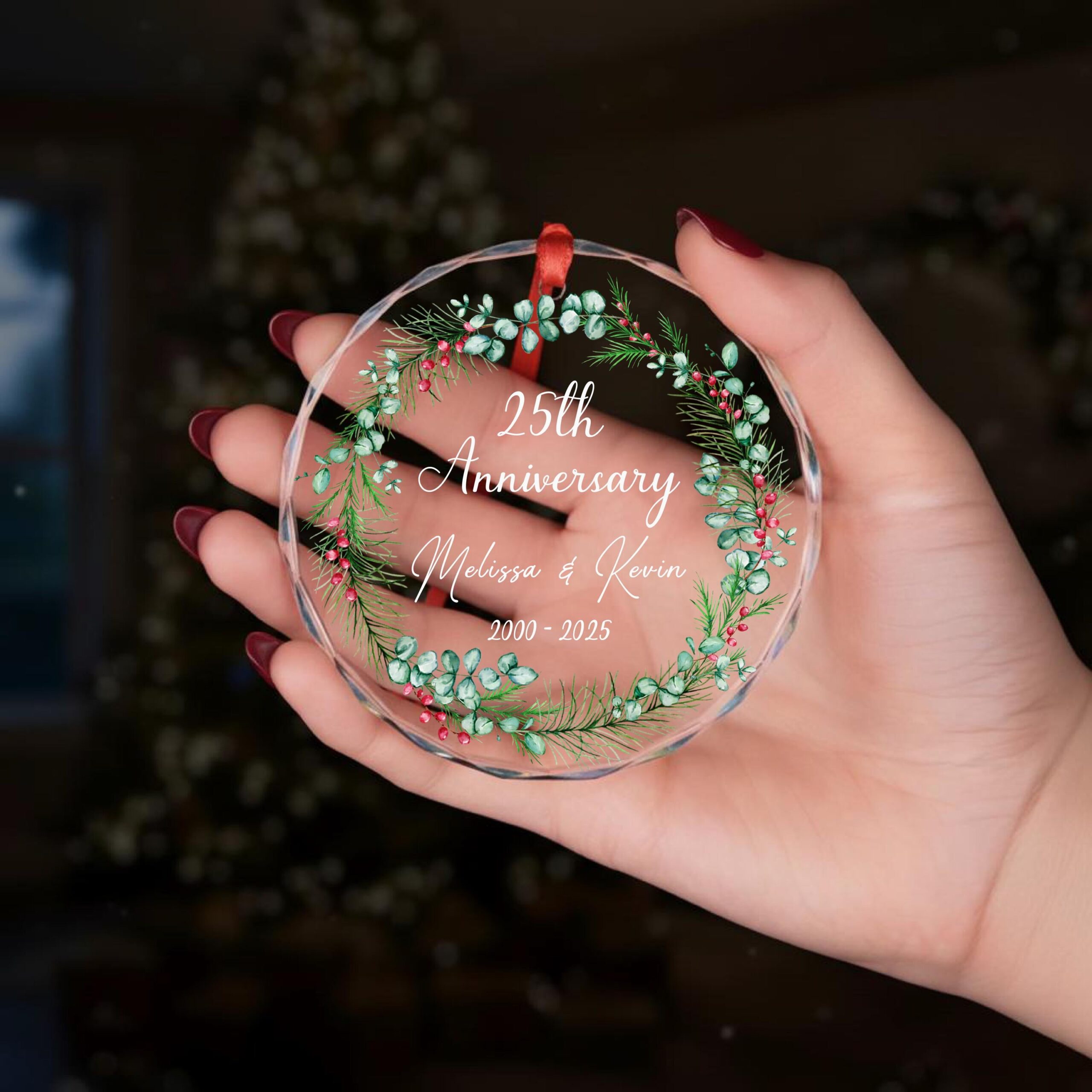 Couple Anniversary Ornament – Personalized Circle Glass Ornament – Christmas Gift For Her/Him, Husband/Wife, Couples Couple Anniversary Ornament – Personalized Circle Glass Ornament – Christmas Gift For Her/Him, Husband/Wife, Couples