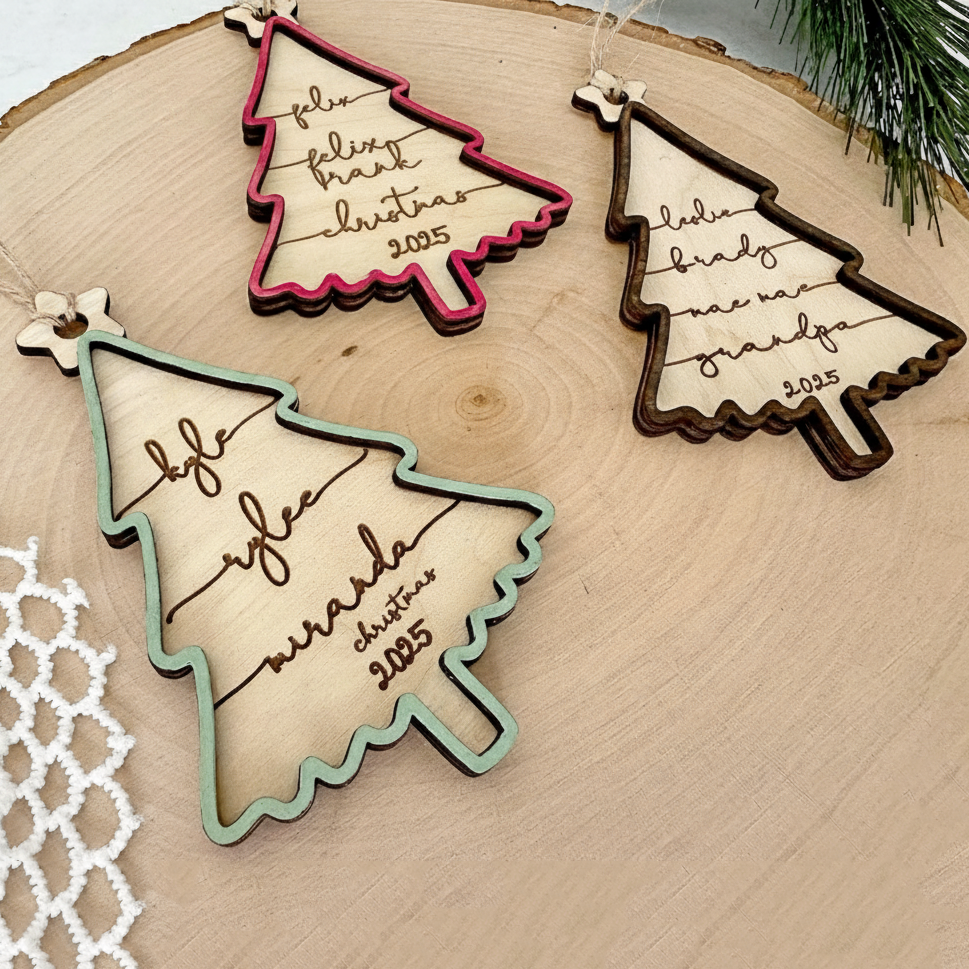 Family Christmas Tree – Personalized Custom 2-layered Wood Ornament – Christmas Gift for Family Members Family Christmas Tree – Personalized Custom 2-layered Wood Ornament – Christmas Gift for Family Members
