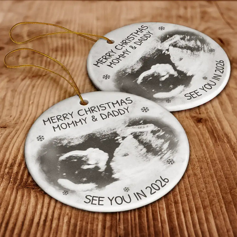 Custom Photo Baby Expecting See You In 2026 – Personalized Ceramic Ornament – Christmas Gift for Pregnant Woman Custom Photo Baby Expecting See You In 2026 – Personalized Ceramic Ornament – Christmas Gift for Pregnant Woman