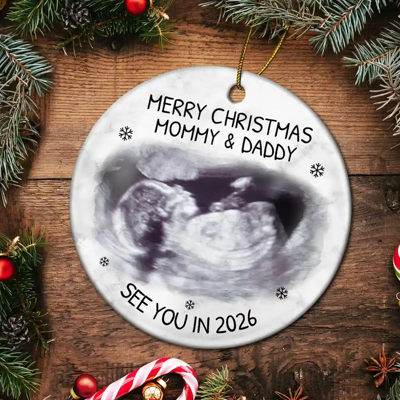 Custom Photo Baby Expecting See You In 2026 – Personalized Ceramic Ornament – Christmas Gift for Pregnant Woman Custom Photo Baby Expecting See You In 2026 – Personalized Ceramic Ornament – Christmas Gift for Pregnant Woman