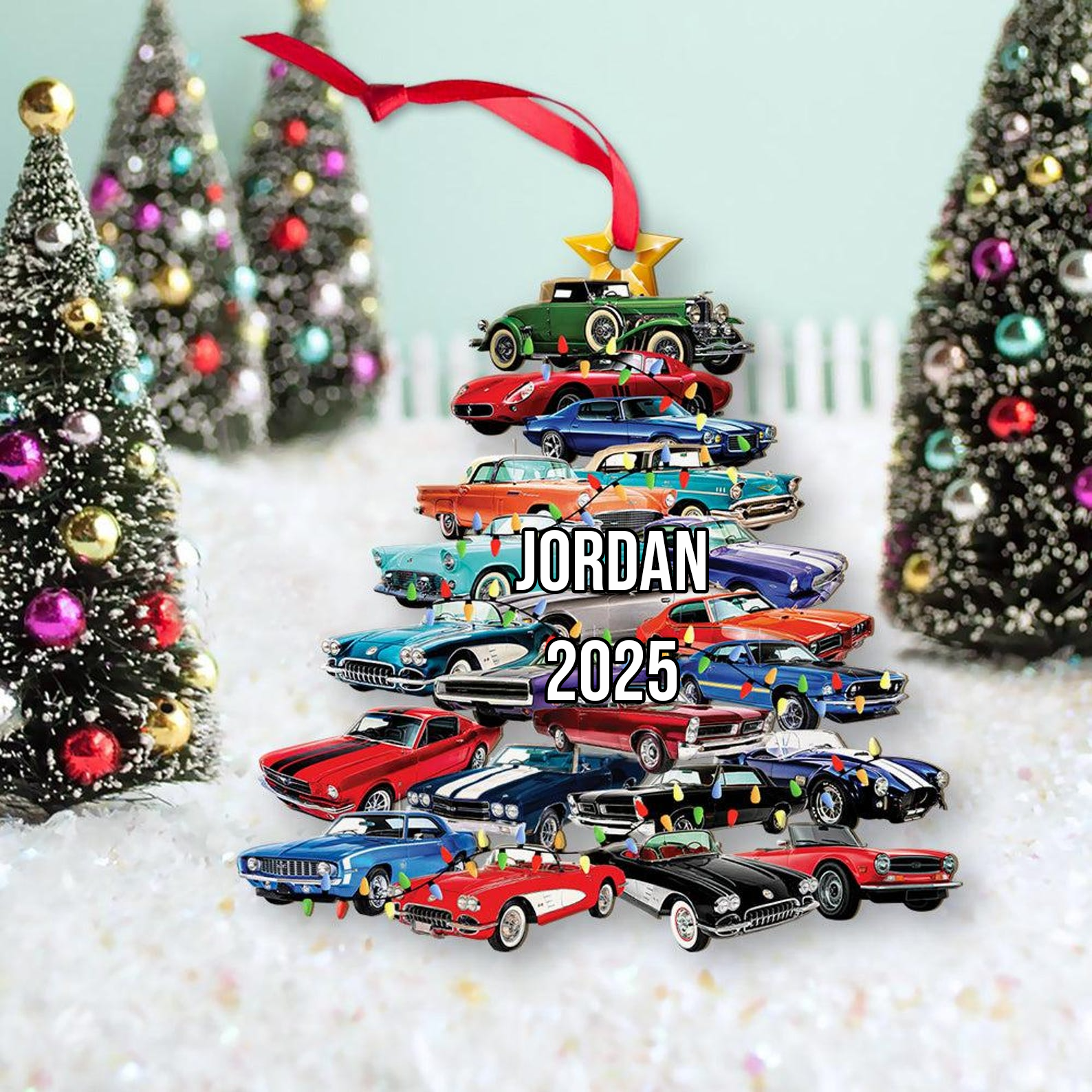 Christmas Car Tree Ornament – Personalized Custom Shaped Acrylic Ornament – Christmas Gift For Car Lovers Christmas Car Tree Ornament – Personalized Custom Shaped Acrylic Ornament – Christmas Gift For Car Lovers