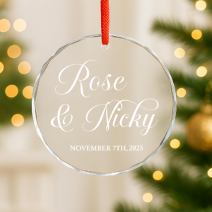 Couple Ornament with Your Names and Special Date - Personalized Circle Glass Ornament - Christmas Gift For Her/Him, Husband/Wife, Couples 2 Glass Ornament Couple 4.png