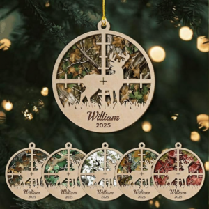 Hunting Christmas Ornament – Personalized Custom 2-layered Wood Ornament – Christmas Gift For Hunter, Outdoor Hunting