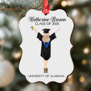 Graduation Ornament Class Of 2025 – Personalized Wood Ornament – Graduation Motivation Gift For Her/Him, Daughter/Son, Grad Ceremony, Commencement