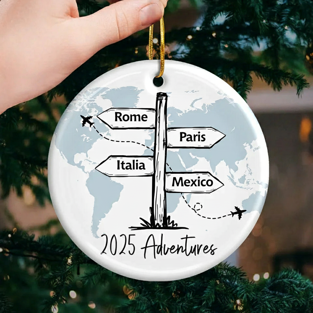 Travel All Around The World – Personalized Ceramic Ornament – Christmas Gift For Family Members, Gift For Adventure Travel Lovers Travel All Around The World – Personalized Ceramic Ornament – Christmas Gift For Family Members, Gift For Adventure Travel Lovers