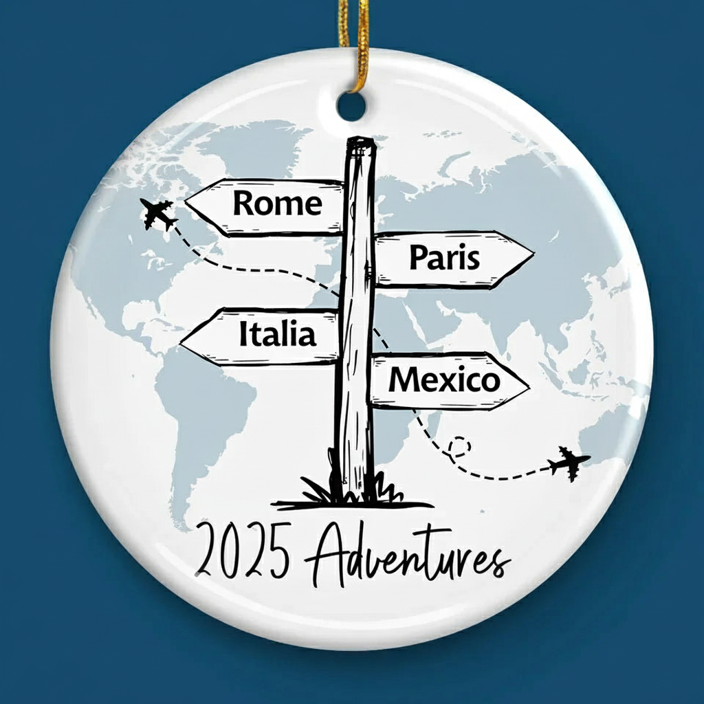 Travel All Around The World – Personalized Ceramic Ornament – Christmas Gift For Family Members, Gift For Adventure Travel Lovers Travel All Around The World – Personalized Ceramic Ornament – Christmas Gift For Family Members, Gift For Adventure Travel Lovers
