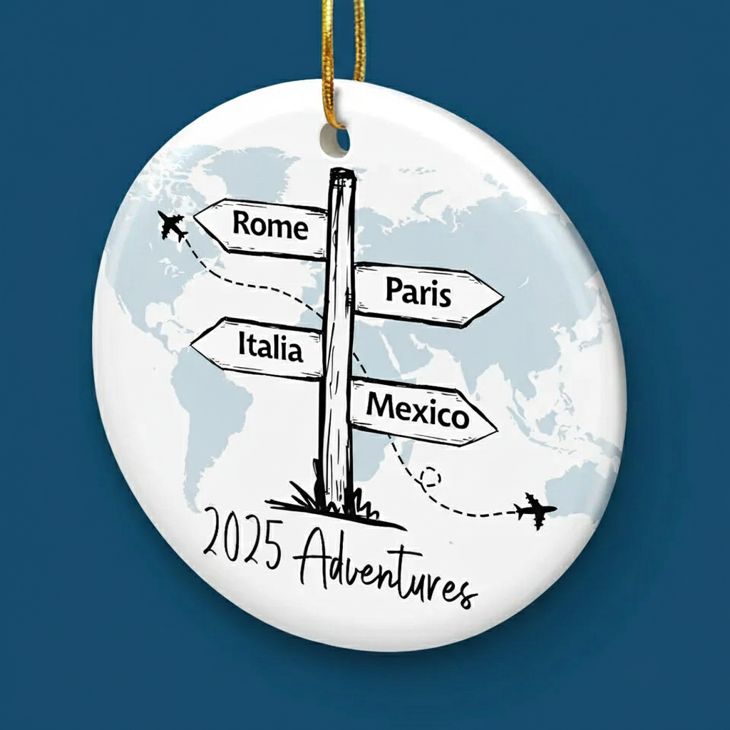 Travel All Around The World – Personalized Ceramic Ornament – Christmas Gift For Family Members, Gift For Adventure Travel Lovers Travel All Around The World – Personalized Ceramic Ornament – Christmas Gift For Family Members, Gift For Adventure Travel Lovers