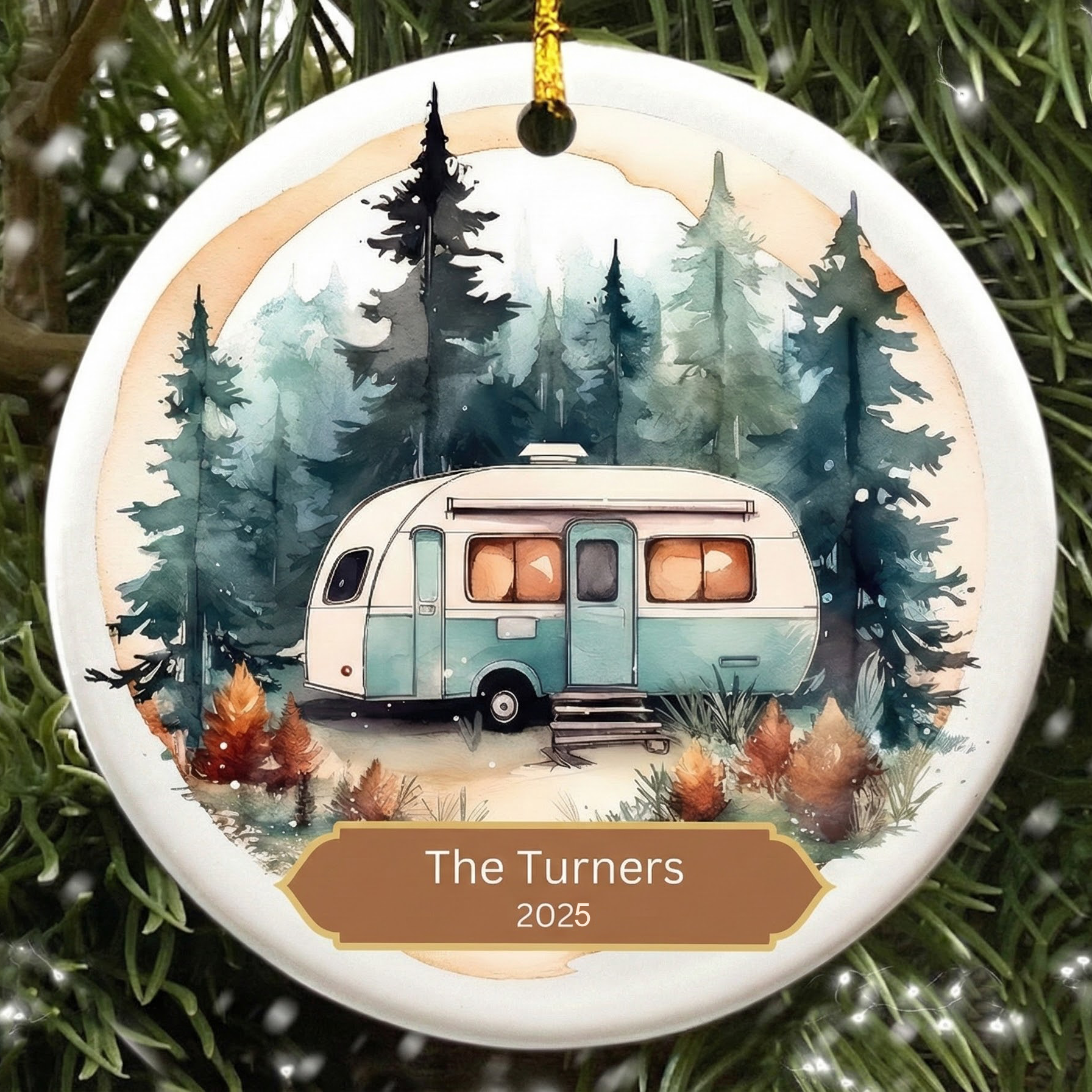 Custom Photo RV Travel Trailer Camping – Personalized Circle Ceramic Ornament – Christmas Gift for Camping Lovers Custom Photo RV Travel Trailer Camping – Personalized Circle Ceramic Ornament – Christmas Gift for Camping Lovers