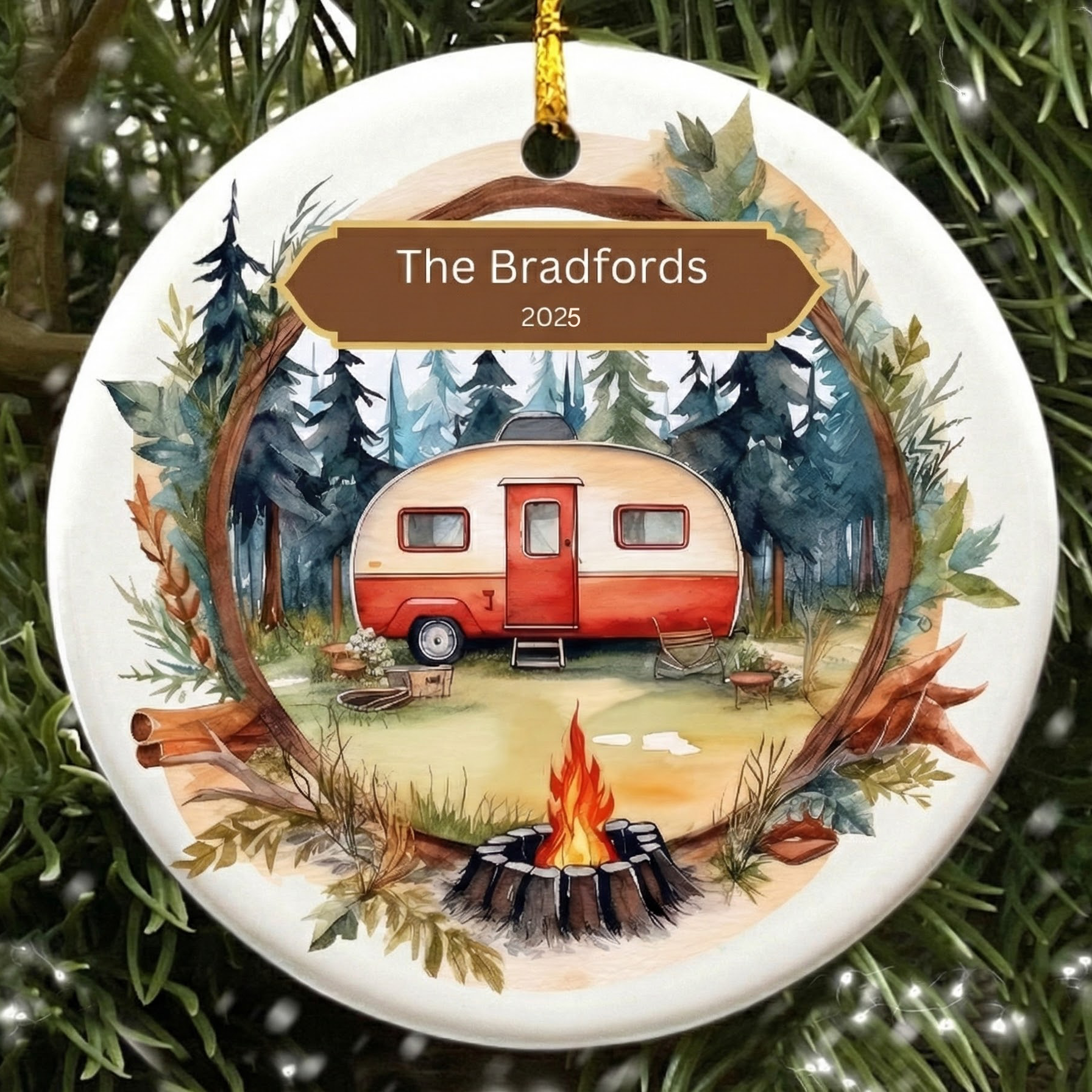 Custom Photo RV Travel Trailer Camping – Personalized Circle Ceramic Ornament – Christmas Gift for Camping Lovers Custom Photo RV Travel Trailer Camping – Personalized Circle Ceramic Ornament – Christmas Gift for Camping Lovers