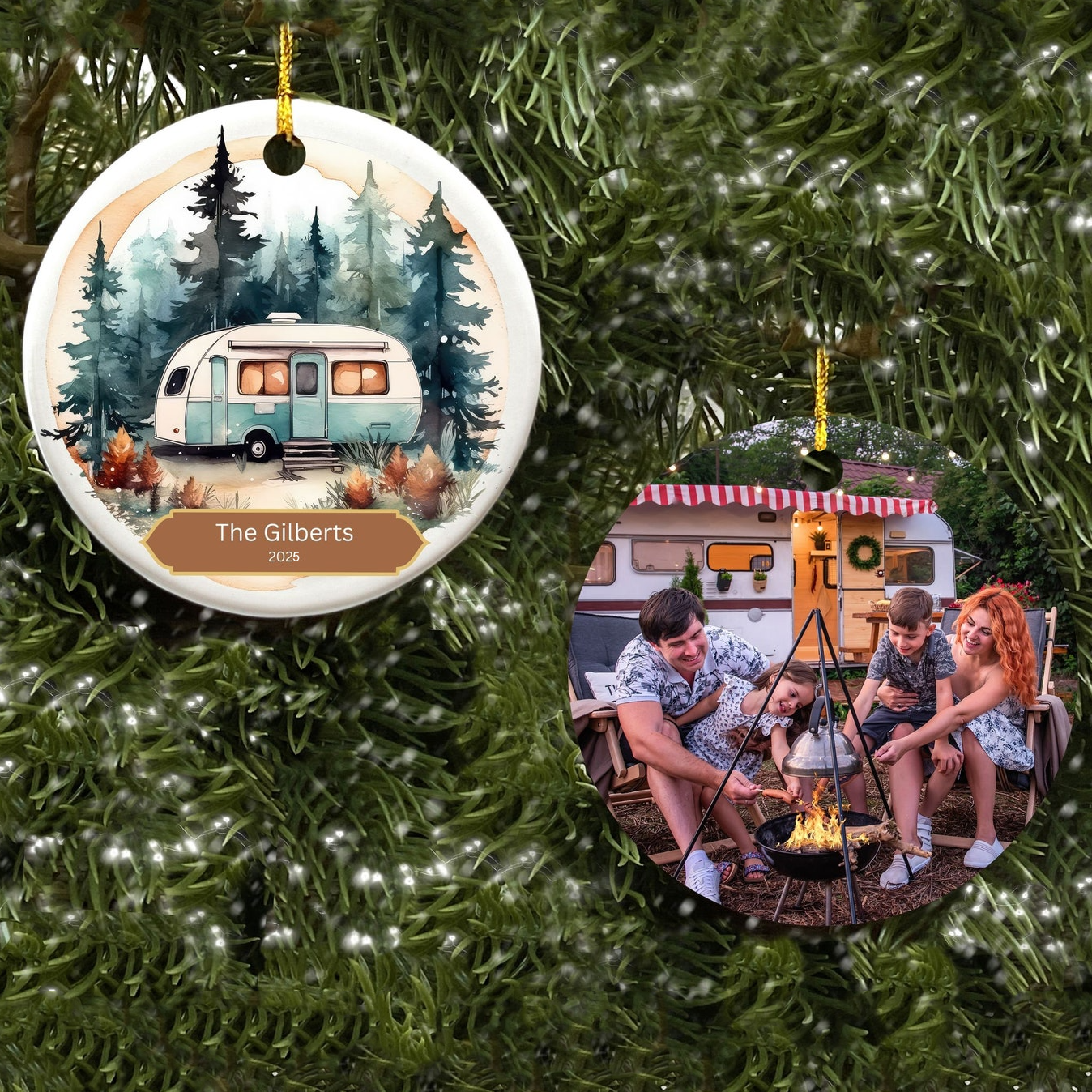 Custom Photo RV Travel Trailer Camping – Personalized Circle Ceramic Ornament – Christmas Gift for Camping Lovers Custom Photo RV Travel Trailer Camping – Personalized Circle Ceramic Ornament – Christmas Gift for Camping Lovers
