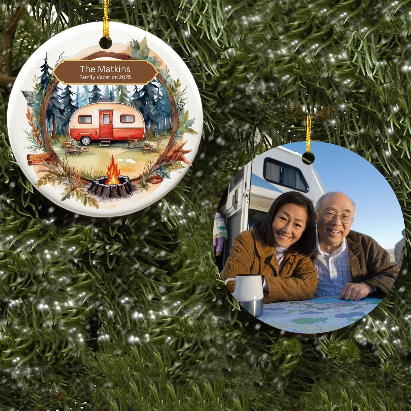 Custom Photo RV Travel Trailer Camping – Personalized Circle Ceramic Ornament – Christmas Gift for Camping Lovers Custom Photo RV Travel Trailer Camping – Personalized Circle Ceramic Ornament – Christmas Gift for Camping Lovers