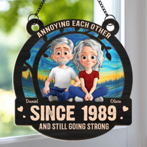 Annoying Each Other For Many Years Couple – Personalized Window Hanging Suncatcher Ornament – Gift For Her/Him, Husband/Wife, Couples on Anniversary, Valentine’s Day