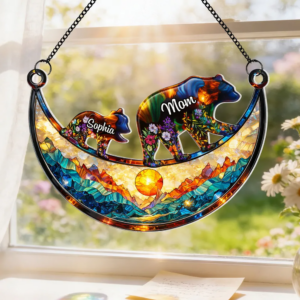 Custom Mama Bear – Personalized Window Hanging Suncatcher Ornament – Mother’s Day Gift For Mom, Mama, Mommy