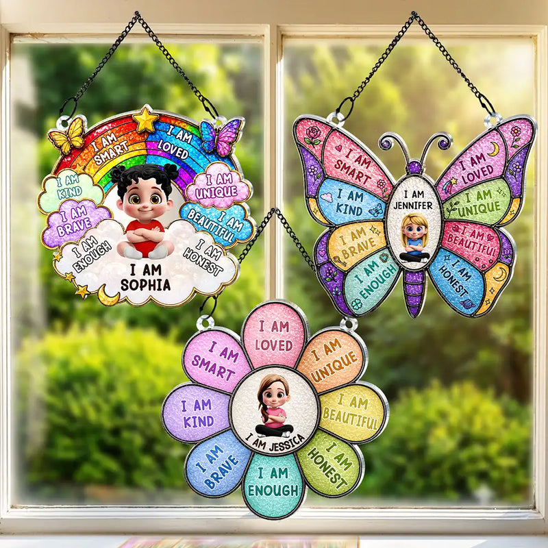 I Am Smart Kind Brave Butterfly – Personalized Window Hanging Suncatcher Ornament – Gift For Kids, Son/Daughter I Am Smart Kind Brave Butterfly – Personalized Window Hanging Suncatcher Ornament – Gift For Kids, Son/Daughter