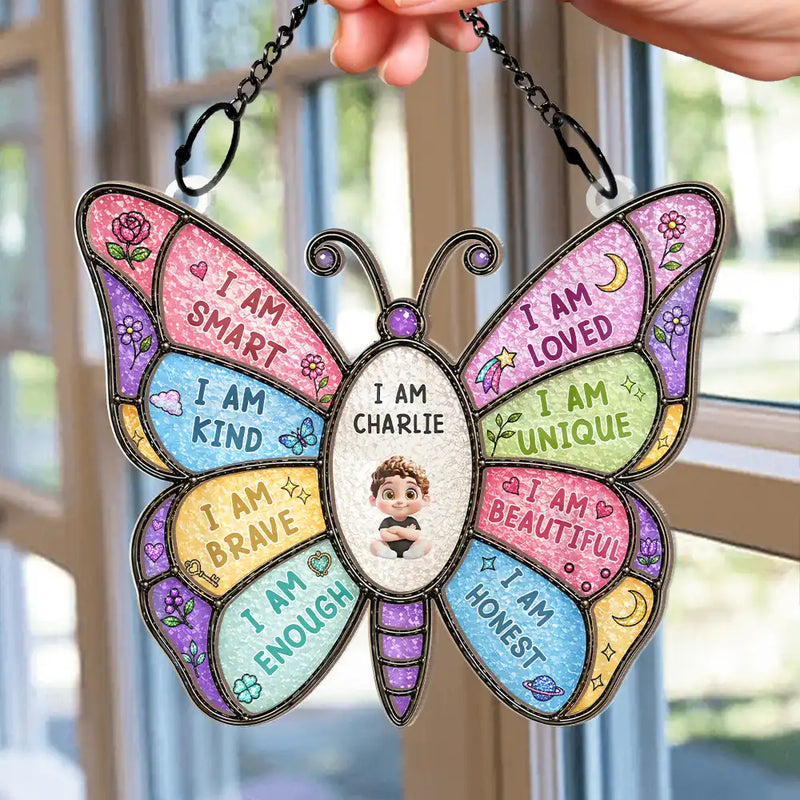 I Am Smart Kind Brave Butterfly – Personalized Window Hanging Suncatcher Ornament – Gift For Kids, Son/Daughter I Am Smart Kind Brave Butterfly – Personalized Window Hanging Suncatcher Ornament – Gift For Kids, Son/Daughter