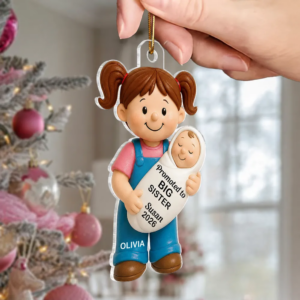 Promoted To Big Sister Big Brother - Personalized Custom Shaped Acrylic Ornament - Christmas Gift for New Big Brother, New Big Sister 1 PromotedToBigSisterBigBrother2.png