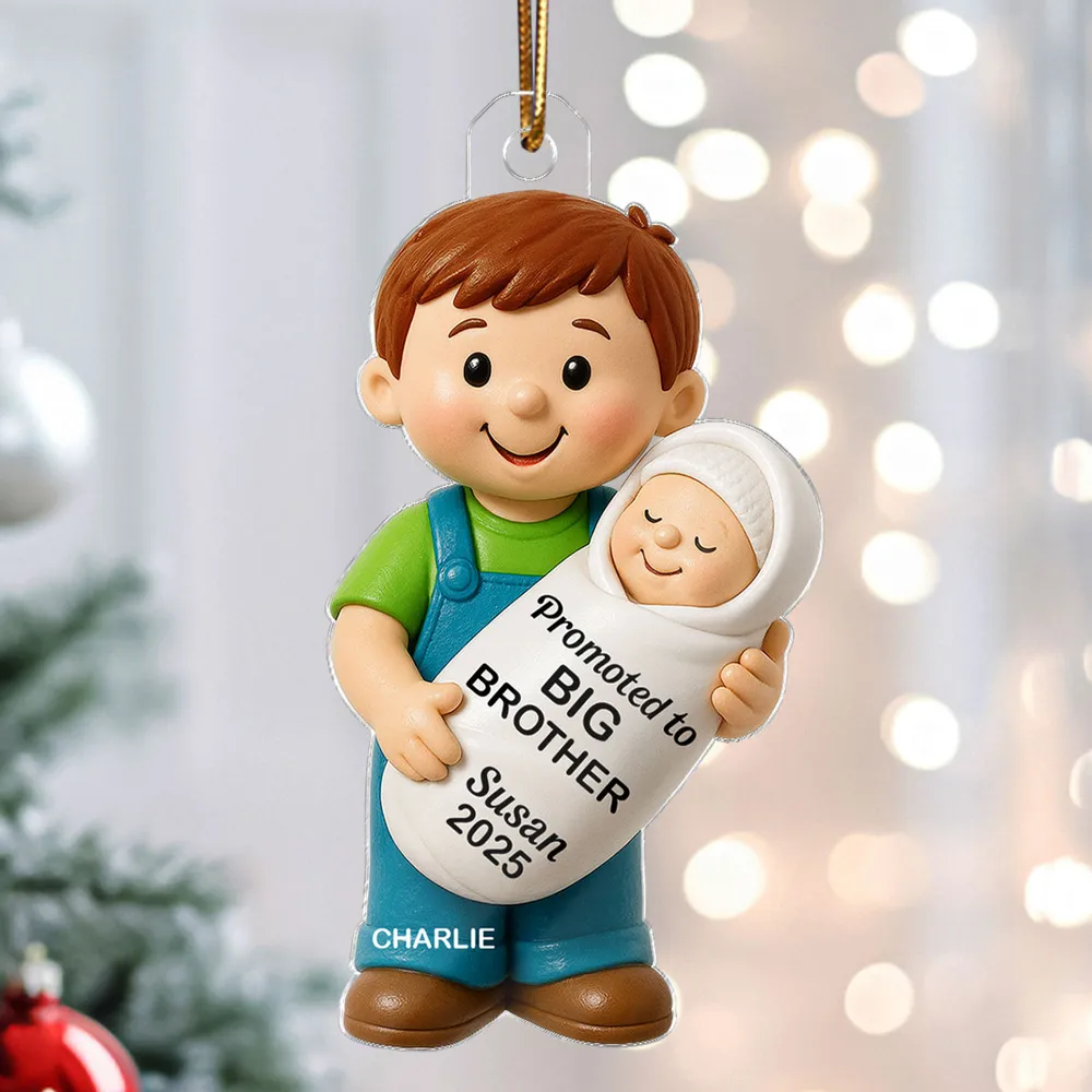 Promoted To Big Sister Big Brother – Personalized Custom Shaped Acrylic Ornament – Christmas Gift for New Big Brother, New Big Sister Promoted To Big Sister Big Brother – Personalized Custom Shaped Acrylic Ornament – Christmas Gift for New Big Brother, New Big Sister