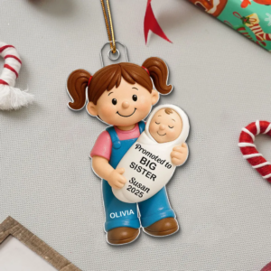 Promoted To Big Sister Big Brother - Personalized Custom Shaped Acrylic Ornament - Christmas Gift for New Big Brother, New Big Sister 3 PromotedToBigSisterBigBrother4.png