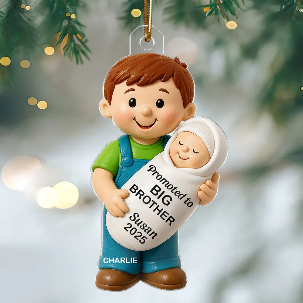 Promoted To Big Sister Big Brother – Personalized Custom Shaped Acrylic Ornament – Christmas Gift for New Big Brother, New Big Sister Promoted To Big Sister Big Brother – Personalized Custom Shaped Acrylic Ornament – Christmas Gift for New Big Brother, New Big Sister