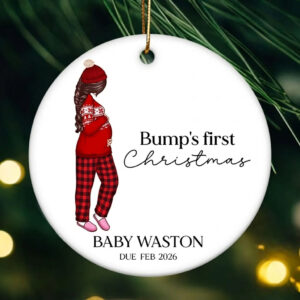 Pregnant Mom Baby Bump's First Christmas - Personalized Ceramic Ornament - Christmas Gift for Pregnant Woman 1 PregnantMomBabyBump sFirstChristmas2.jpg