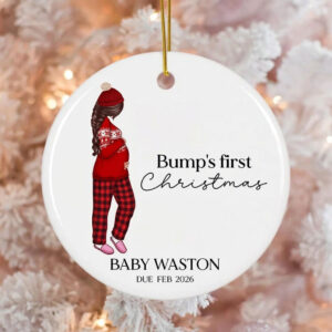 Pregnant Mom Baby Bump's First Christmas - Personalized Ceramic Ornament - Christmas Gift for Pregnant Woman 2 PregnantMomBabyBump sFirstChristmas4.jpg
