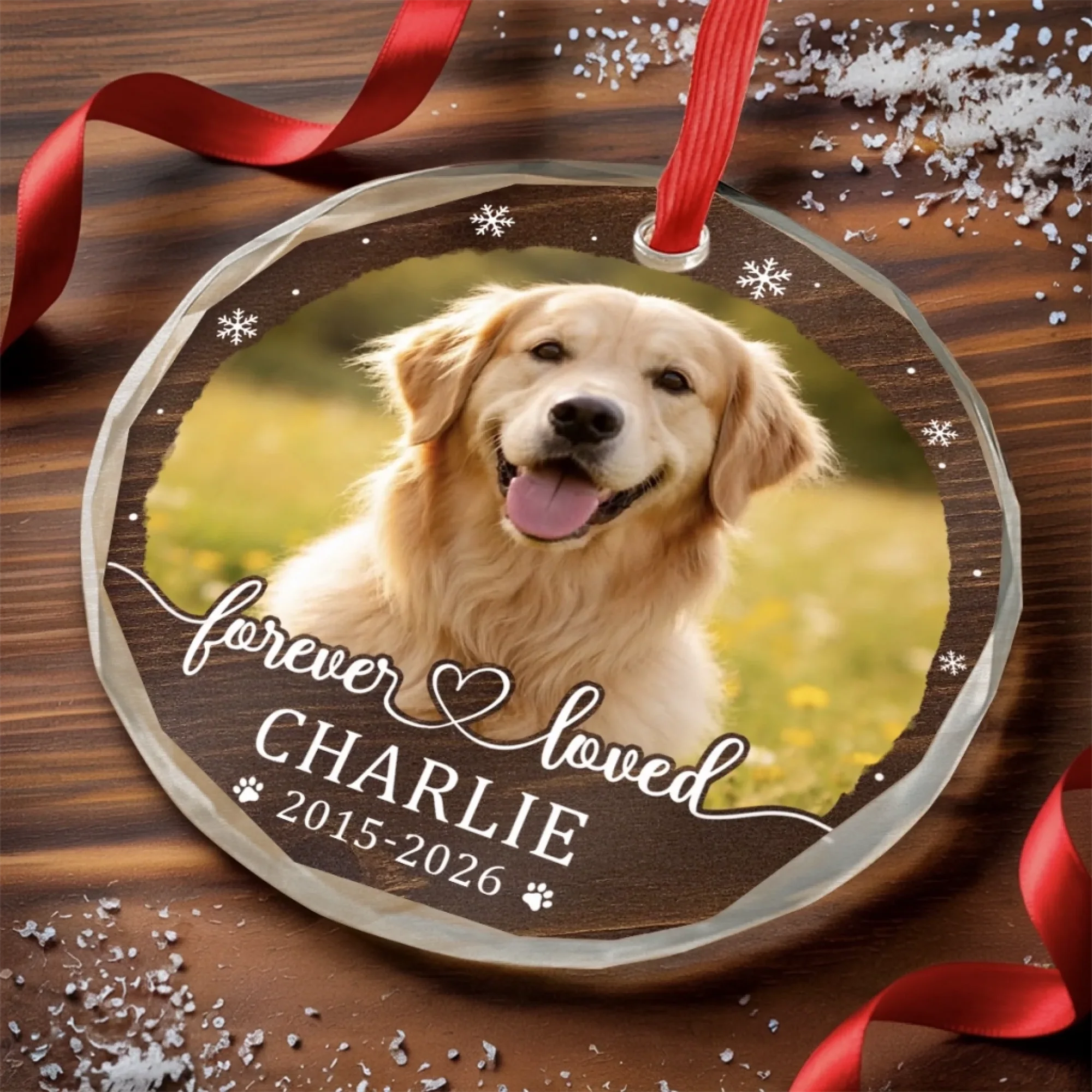 Custom Photo Pet Christmas Memorial Sympathy – Personalized Circle Glass Ornament – Sympathy Gift For Pet Owners, Pet Lovers Custom Photo Pet Christmas Memorial Sympathy – Personalized Circle Glass Ornament – Sympathy Gift For Pet Owners, Pet Lovers
