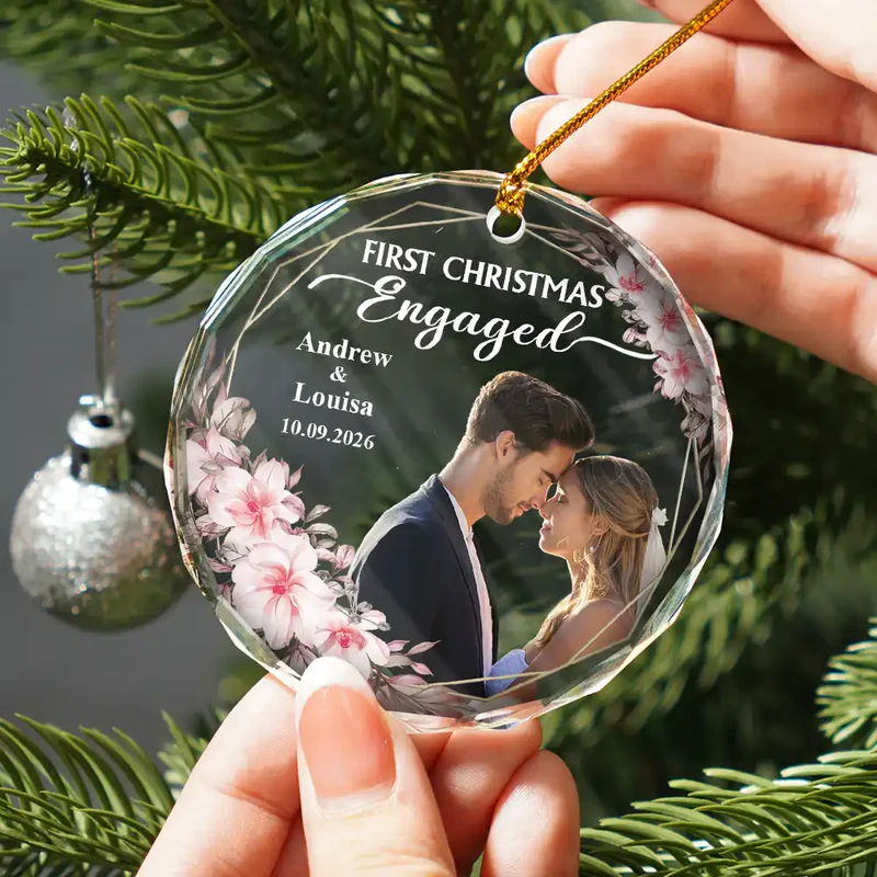 Custom Photo First Christmas Married – Personalized Circle Glass Ornament – Christmas Gift For Her/Him, Husband/Wife, Couples Custom Photo First Christmas Married – Personalized Circle Glass Ornament – Christmas Gift For Her/Him, Husband/Wife, Couples