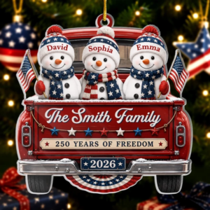 Driven By Love United By Freedom – Personalized Custom Shaped Acrylic Ornament – America 250th Anniversary Christmas Gifts For Mom, Dad, Brother, Sister