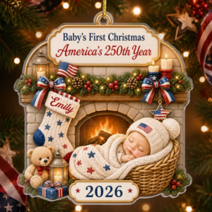 Tiny Star Big History – Personalized Custom Shaped Acrylic Ornament – America 250th Anniversary Christmas Gifts For New Moms, New Dads, New Parents