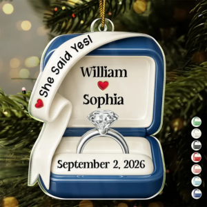 She Said Yes Engaged Married – Personalized Custom Shaped Acrylic Ornament – Christmas Gift For Engaged Couples, Newlyweds, Anniversaries