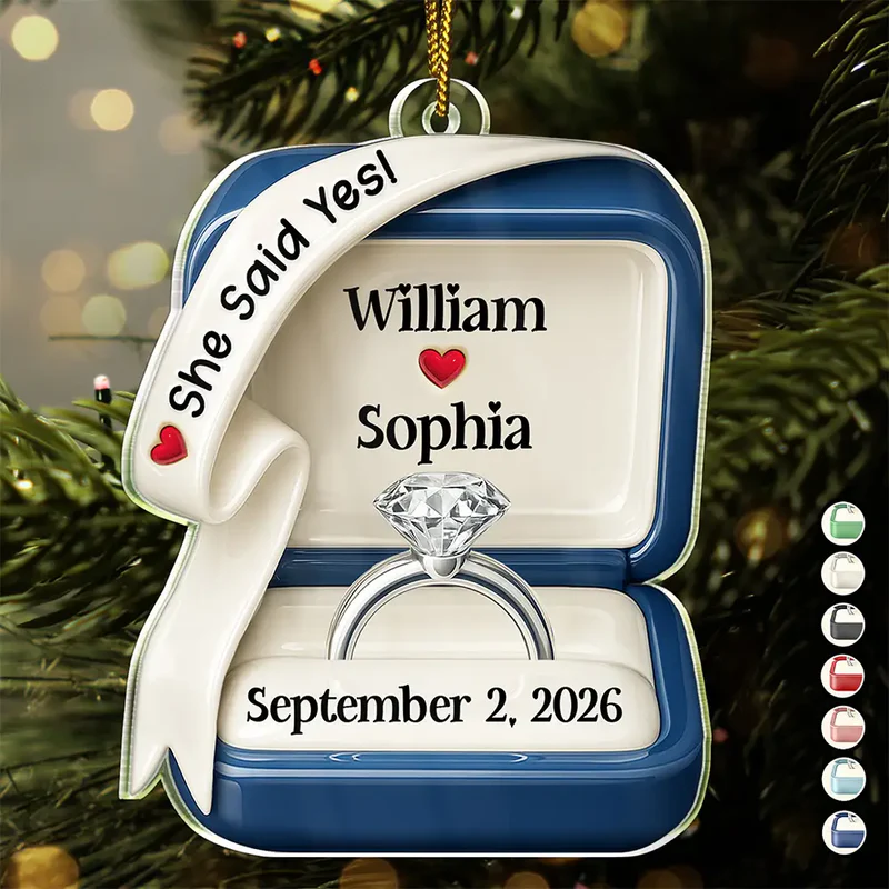 She Said Yes Engaged Married – Personalized Custom Shaped Acrylic Ornament – Christmas Gift For Engaged Couples, Newlyweds, Anniversaries She Said Yes Engaged Married – Personalized Custom Shaped Acrylic Ornament – Christmas Gift For Engaged Couples, Newlyweds, Anniversaries