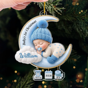 Sweet Dreams Little Angel Christmas - Personalized Custom Shaped Acrylic Ornament - Newborn Gifts, Babies 1st Christmas Gifts 3 SweetDreamsLittleAngel4.png