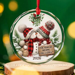 Our 1st Married Christmas Mr Mrs - Personalized Circle Glass Ornament - Christmas Gift For Her/Him, Husband/Wife, Couples, Newlywed Wedding Gift 3 Our1stMarriedChristmas4.jpg