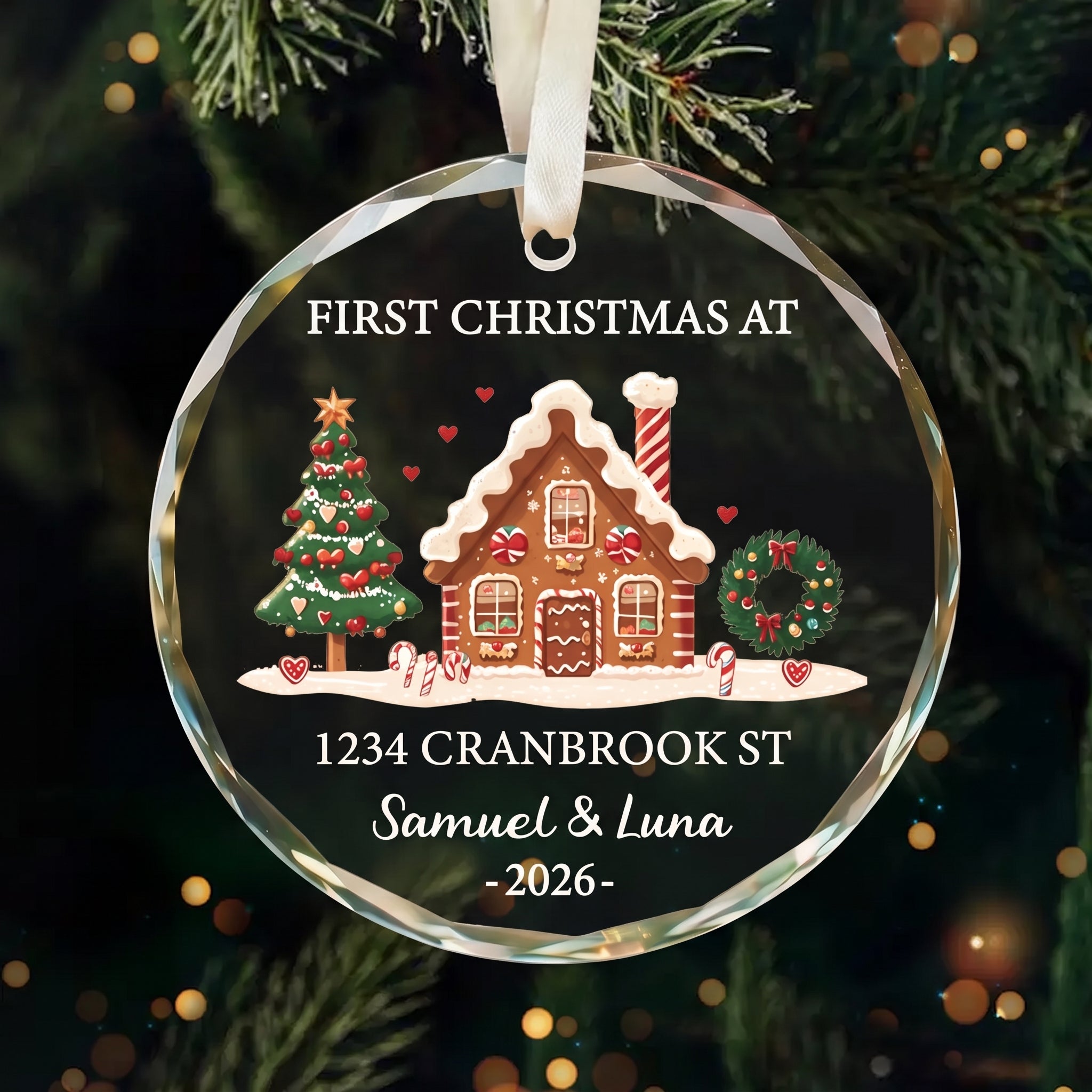 Our First Christmas At New Home – Personalized Circle Glass Ornament – Christmas Gift For Husband/Wife, Couples, Newlywed Wedding Gift Our First Christmas At New Home – Personalized Circle Glass Ornament – Christmas Gift For Husband/Wife, Couples, Newlywed Wedding Gift