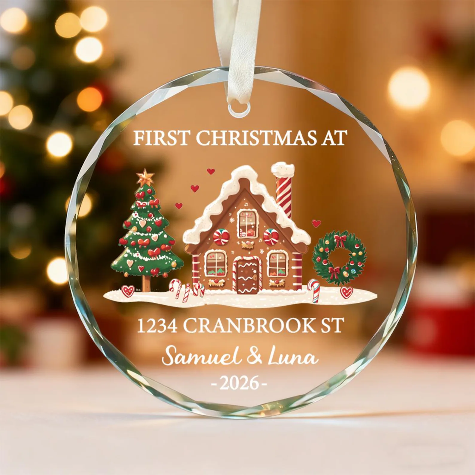 Our First Christmas At New Home – Personalized Circle Glass Ornament – Christmas Gift For Husband/Wife, Couples, Newlywed Wedding Gift Our First Christmas At New Home – Personalized Circle Glass Ornament – Christmas Gift For Husband/Wife, Couples, Newlywed Wedding Gift