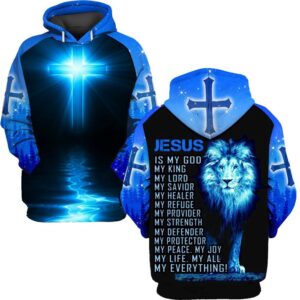 Lion Jesus Is My God My King My Lord My Savior My Healer Hoodies Jesus Hoodie Men & Women, God 3D Printed Hoodie, Christian Apparel Hoodies