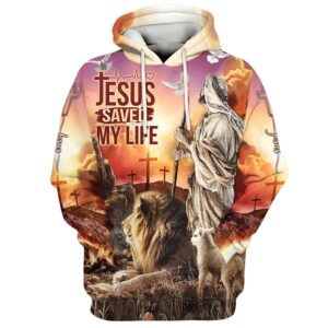Jesus Saved My Life Hoodie The Lamb And Lion Hoodies Jesus Hoodie Men & Women, God 3D Printed Hoodie, Christian Apparel Hoodies