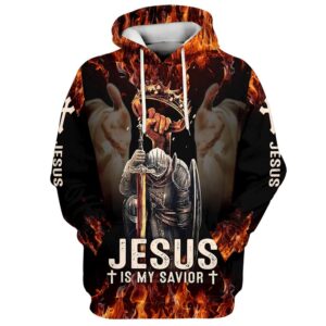 Jesus Is My Savior Knight 3D Hoodies Jesus Hoodie Men & Women, God 3D Printed Hoodie, Christian Apparel Hoodies