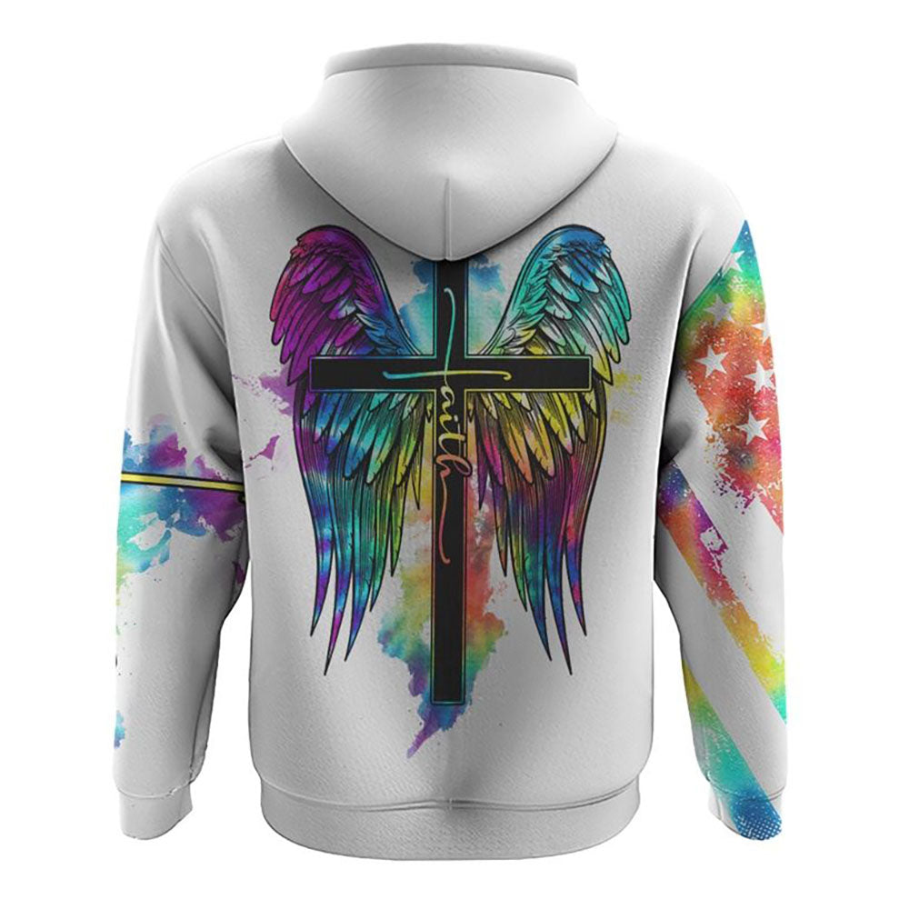 White Faith Cross Wings Colorful Watercolor All Over Print 3D Hoodie, Christian Hoodie, Christian Sweatshirt, Bible Verse Shirt White Faith Cross Wings Colorful Watercolor All Over Print 3D Hoodie, Christian Hoodie, Christian Sweatshirt, Bible Verse Shirt