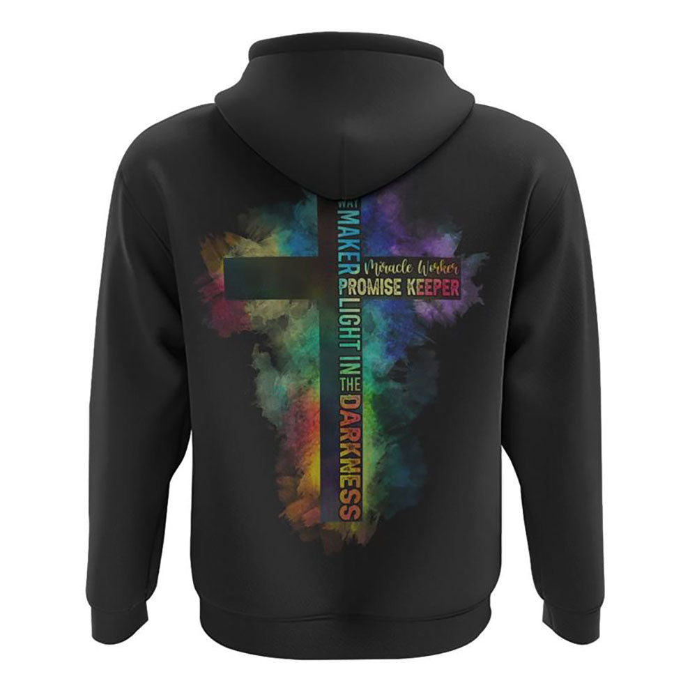 Way Maker Miracle Worker Half Cross Colorful Watercolor All Over Print 3D Hoodie, Christian Hoodie, Christian Sweatshirt, Bible Verse Shirt Way Maker Miracle Worker Half Cross Colorful Watercolor All Over Print 3D Hoodie, Christian Hoodie, Christian Sweatshirt, Bible Verse Shirt