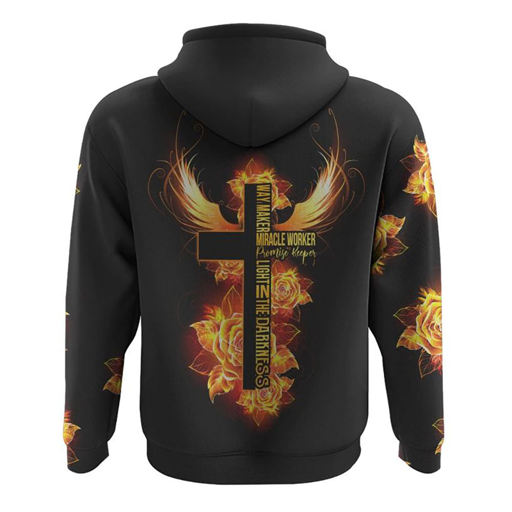 Way Maker Miracle Worker Gold Rose Cross All Over Print 3D Hoodie, Christian Hoodie, Christian Sweatshirt, Bible Verse Shirt Way Maker Miracle Worker Gold Rose Cross All Over Print 3D Hoodie, Christian Hoodie, Christian Sweatshirt, Bible Verse Shirt