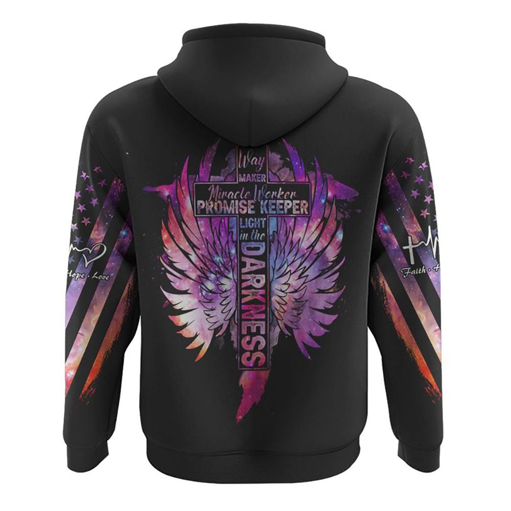 Way Maker Miracle Worker Galaxy Wings Cross All Over Print 3D Hoodie, Christian Hoodie, Christian Sweatshirt, Bible Verse Shirt Way Maker Miracle Worker Galaxy Wings Cross All Over Print 3D Hoodie, Christian Hoodie, Christian Sweatshirt, Bible Verse Shirt