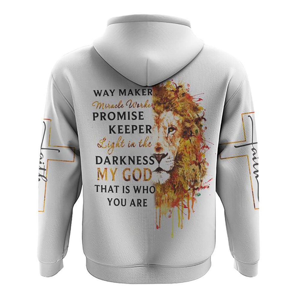 Way Maker Miracle Worker Faith Lion Watercolor All Over Print 3D Hoodie, Christian Hoodie, Christian Sweatshirt, Bible Verse Shirt