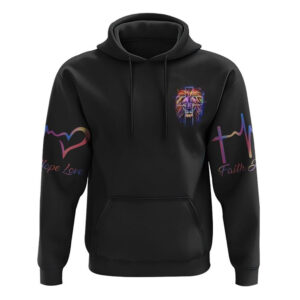 Way Maker Miracle Worker Colorful Lion Faith Heart Beat All Over Print 3D Hoodie, Christian Hoodie, Christian Sweatshirt, Bible Verse Shirt