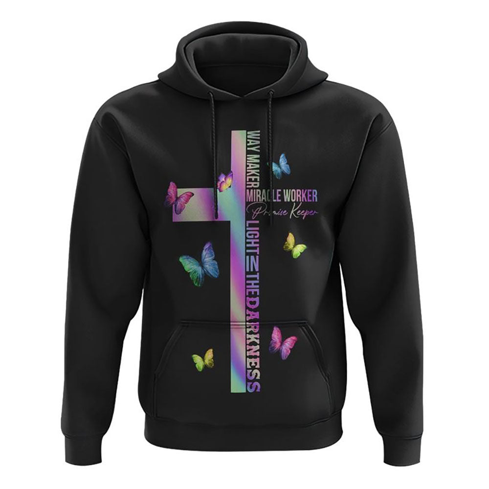 Way Maker Miracle Worker Colorful Butterfly All Over Print 3D Hoodie, Christian Hoodie, Christian Sweatshirt, Bible Verse Shirt Way Maker Miracle Worker Colorful Butterfly All Over Print 3D Hoodie, Christian Hoodie, Christian Sweatshirt, Bible Verse Shirt
