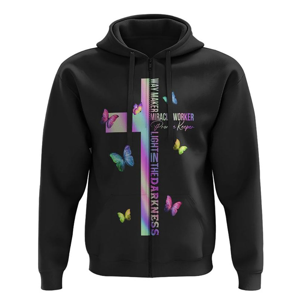 Way Maker Miracle Worker Colorful Butterfly All Over Print 3D Hoodie, Christian Hoodie, Christian Sweatshirt, Bible Verse Shirt Way Maker Miracle Worker Colorful Butterfly All Over Print 3D Hoodie, Christian Hoodie, Christian Sweatshirt, Bible Verse Shirt