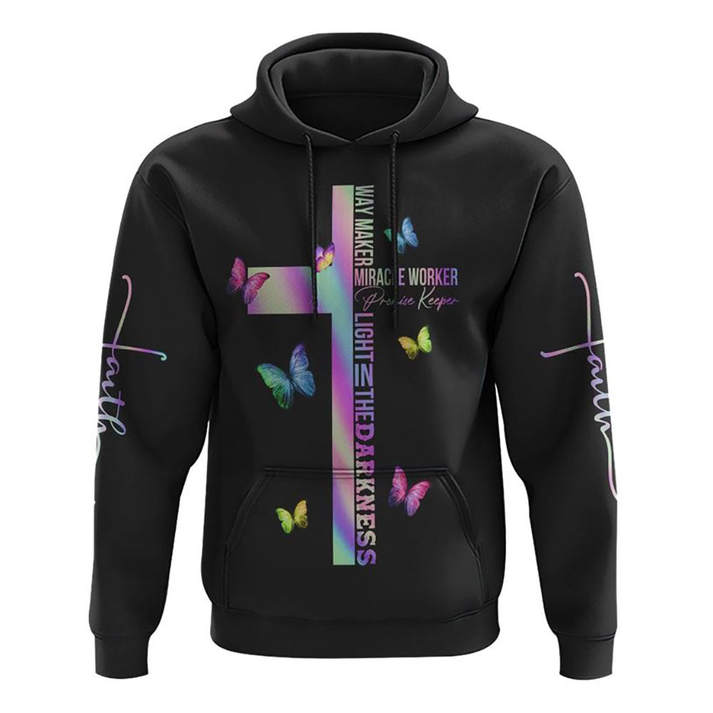 Way Maker Butterfly All Over Print 3D Hoodie, Christian Hoodie, Christian Sweatshirt, Bible Verse Shirt Way Maker Butterfly All Over Print 3D Hoodie, Christian Hoodie, Christian Sweatshirt, Bible Verse Shirt